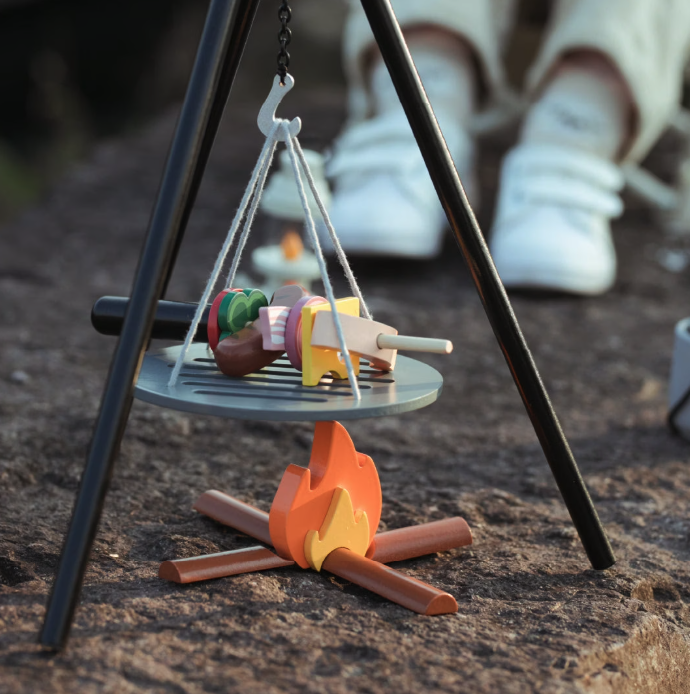(45-tlg. Set) Holz Kinder Camping Spielzeug Lagerfeuer Zubehör Lern Spielset (UM005) - Bunt