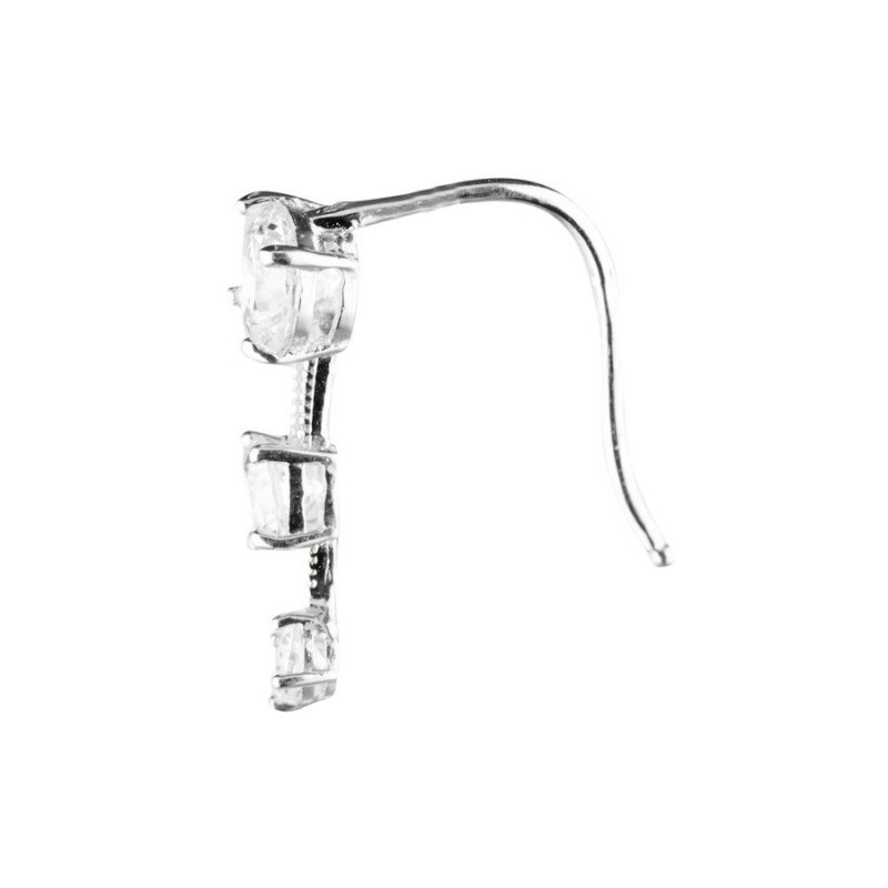 Boucles d'oreilles grimpantes or blanc et oxydes de zirconium 