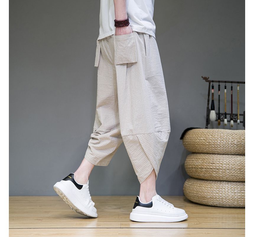 Sparrow Farm - Gestreepte cropped ballonbroek met trekkoordtaille