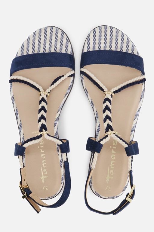 Tamaris Sandalen blauw Textiel