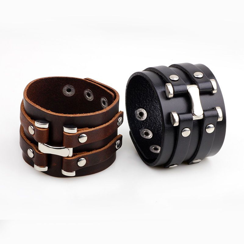 KINNO - Brede armband van echt leer