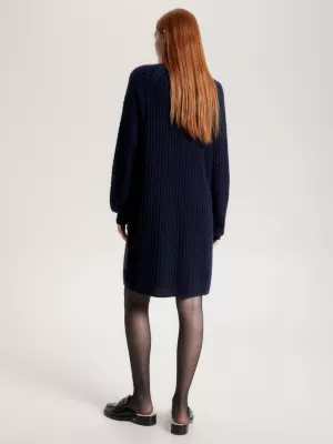 Vestido de malha de lã com tranças, estilo folgado