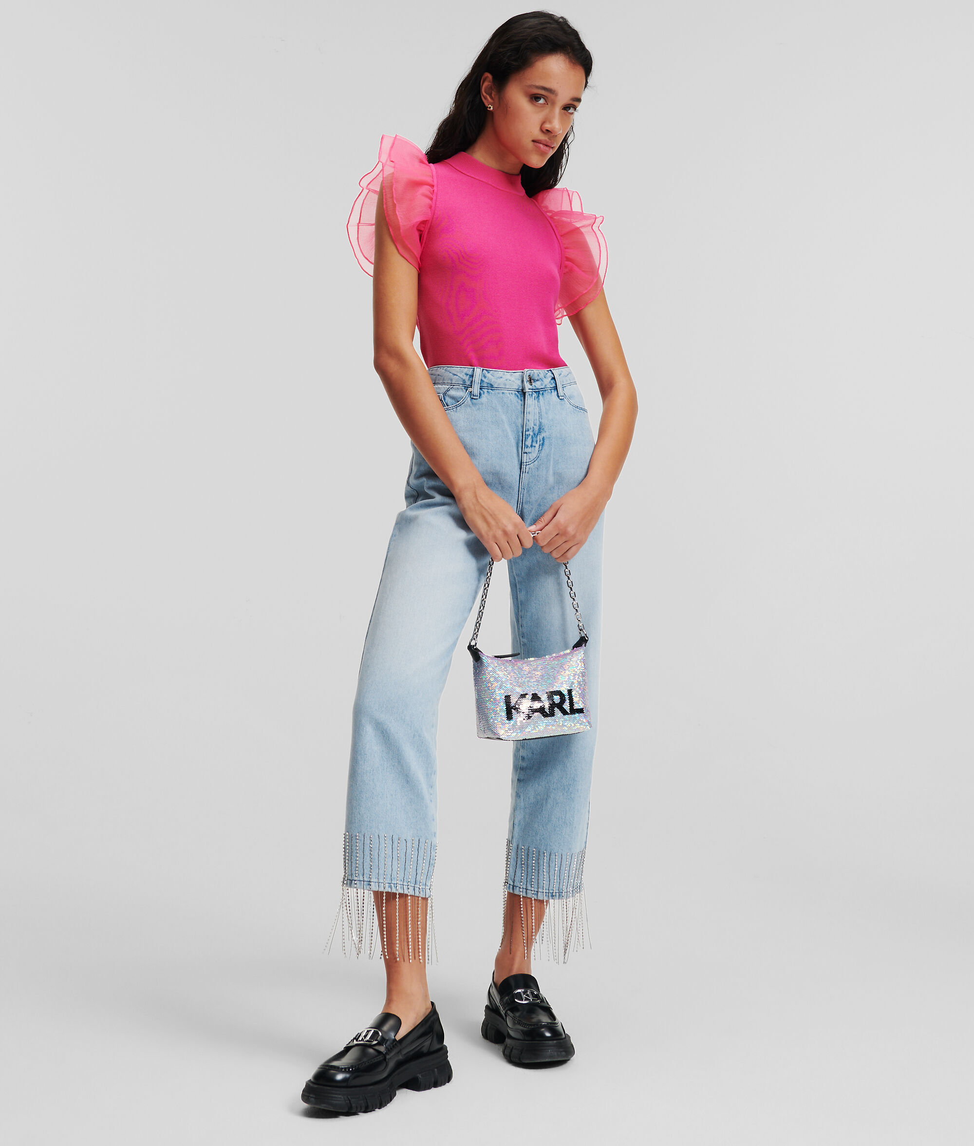 JEAN À FRANGES AVEC STRASS