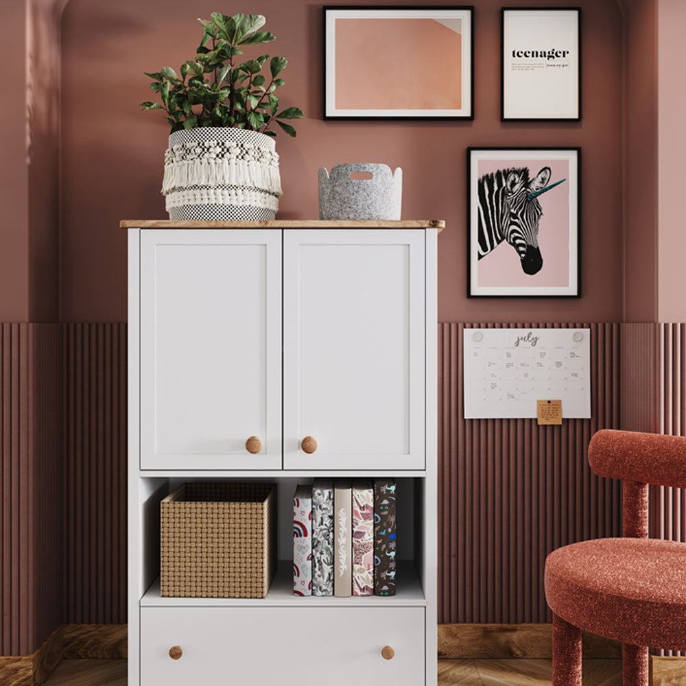 by fonQ Havin Dressoir H 131 x B 85 cm - Wit / Nash Eiken