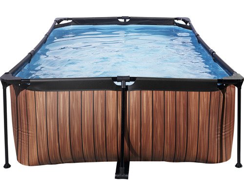 EXIT WoodPool rechthoekige opzetzwembadset 300x200x65 cm inclusief patroonfiltersysteem, houtlook