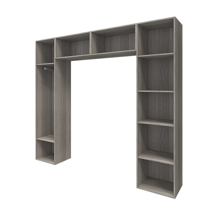 Ensemble de colonnes et caissons suspendus effet chêne grisé avec miroir GoodHome Atomia H. 225 x L. 250 x P. 47 cm