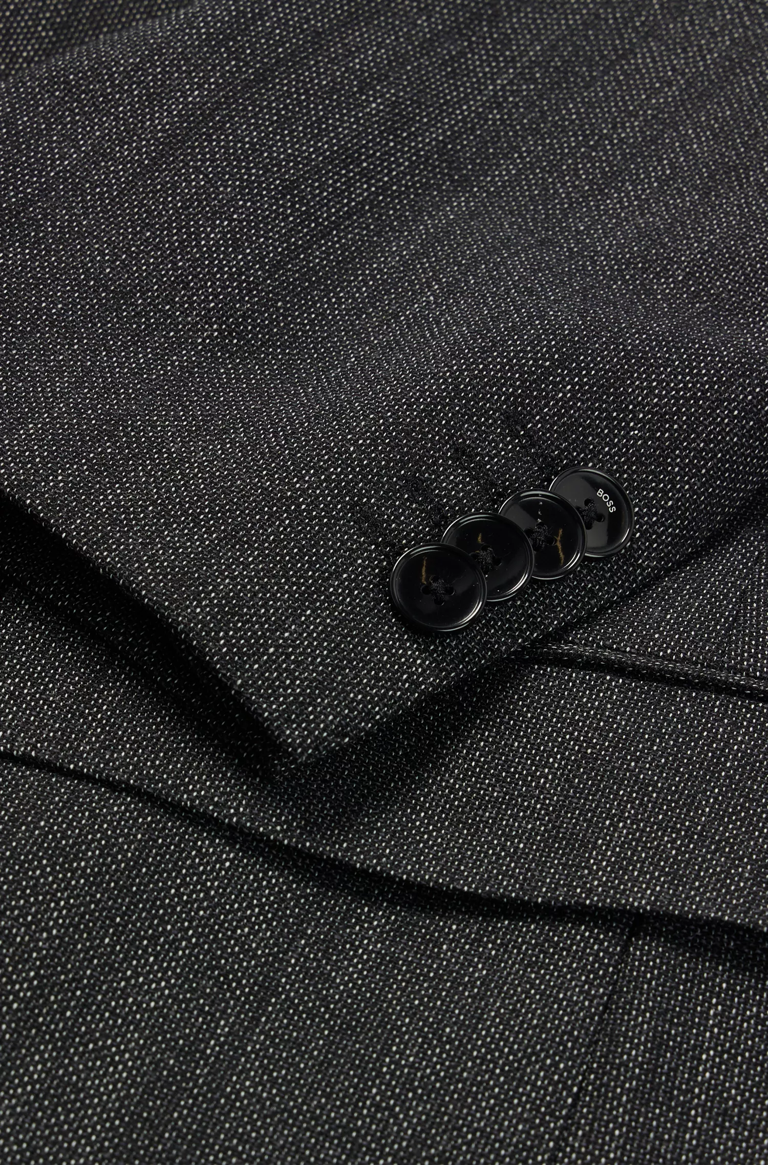Terno BOSS preto slim-fit em mistura de lã com microestampa