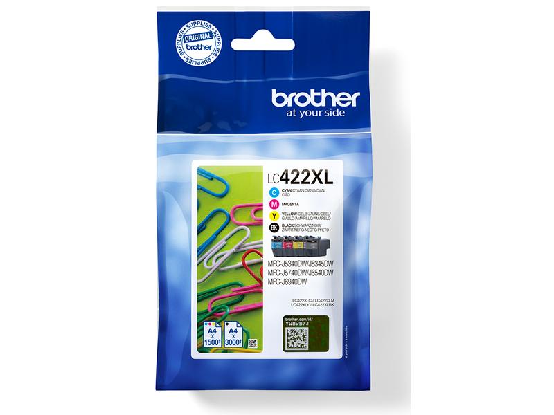 Brother Valuepack LC-422XL Black/Cyan/Magenta/Yellow Tinte, Schwarz, Cyan, Magenta und Gelb