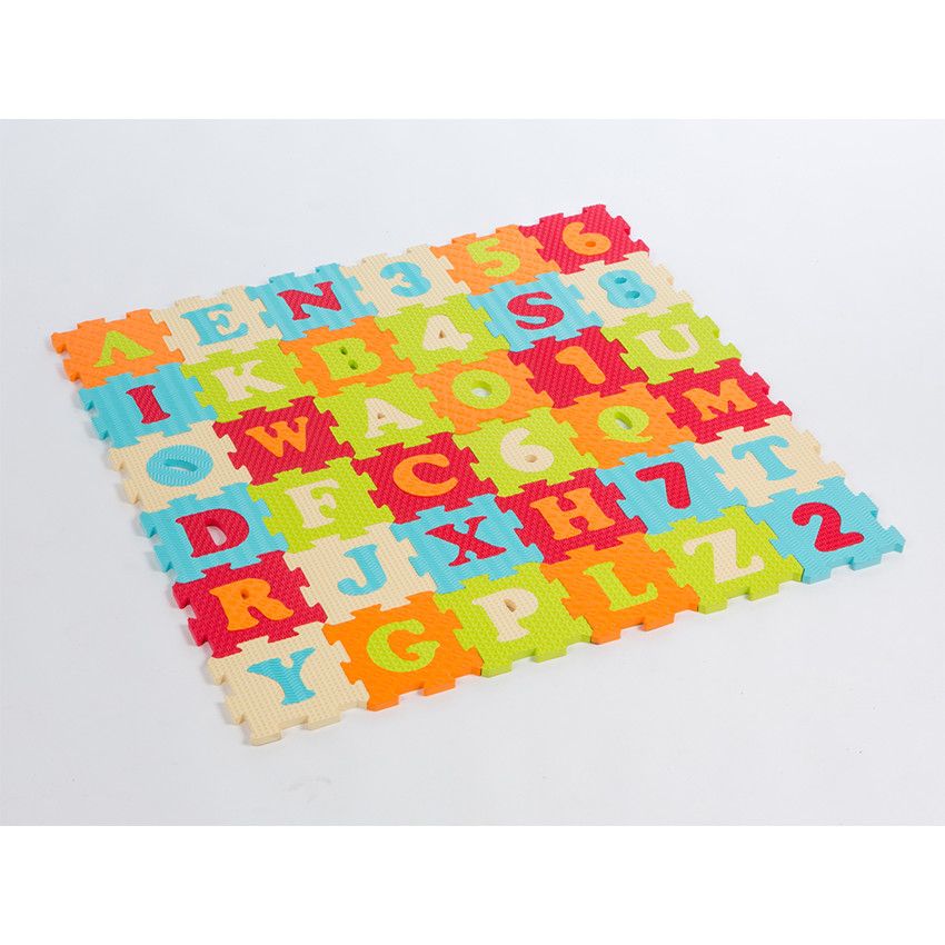 Dalles en mousse lettres et chiffres 92 x 92 cm - Ecru