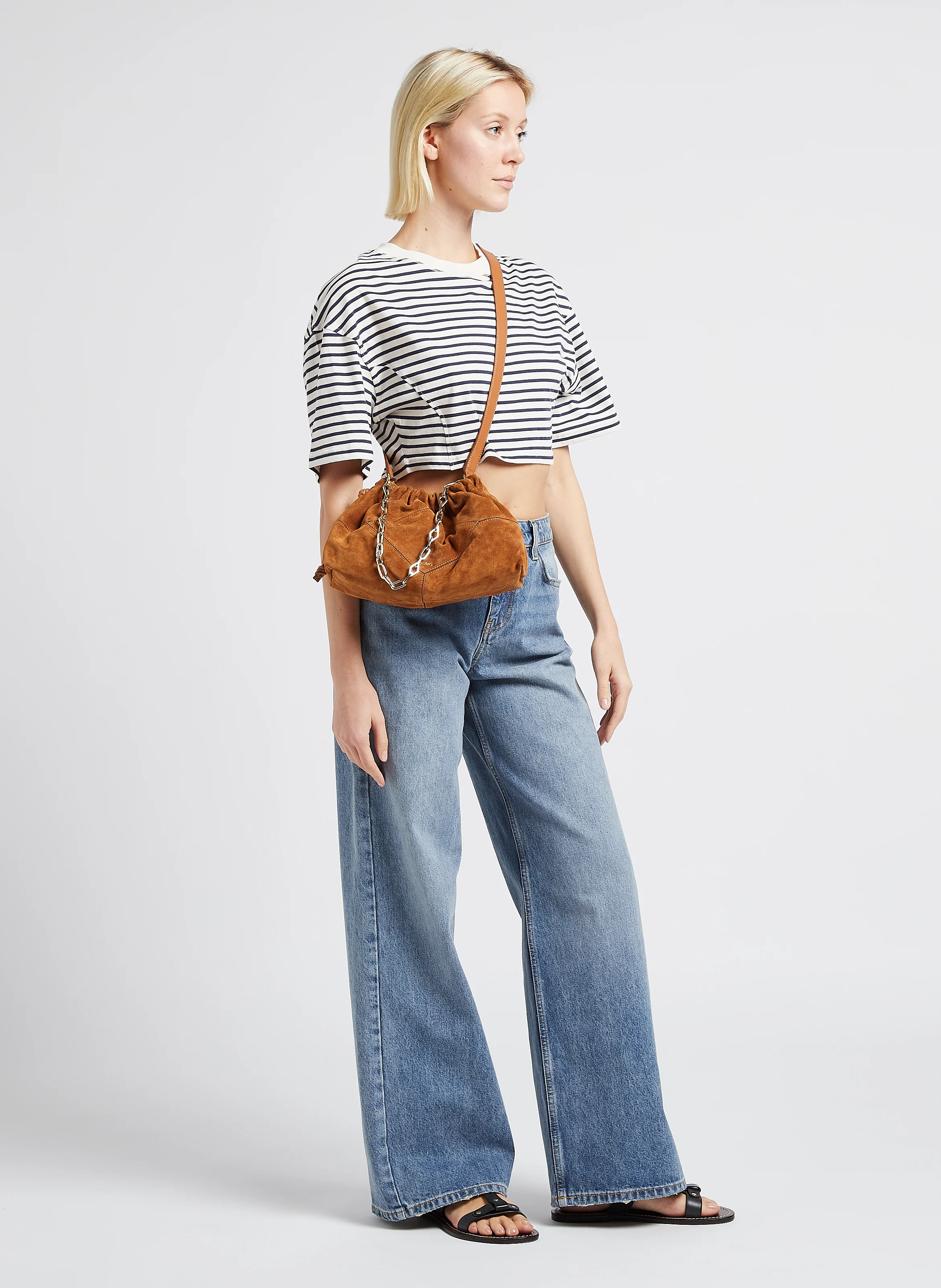 JUNE - Sac bandoulière en cuir velours | Marron