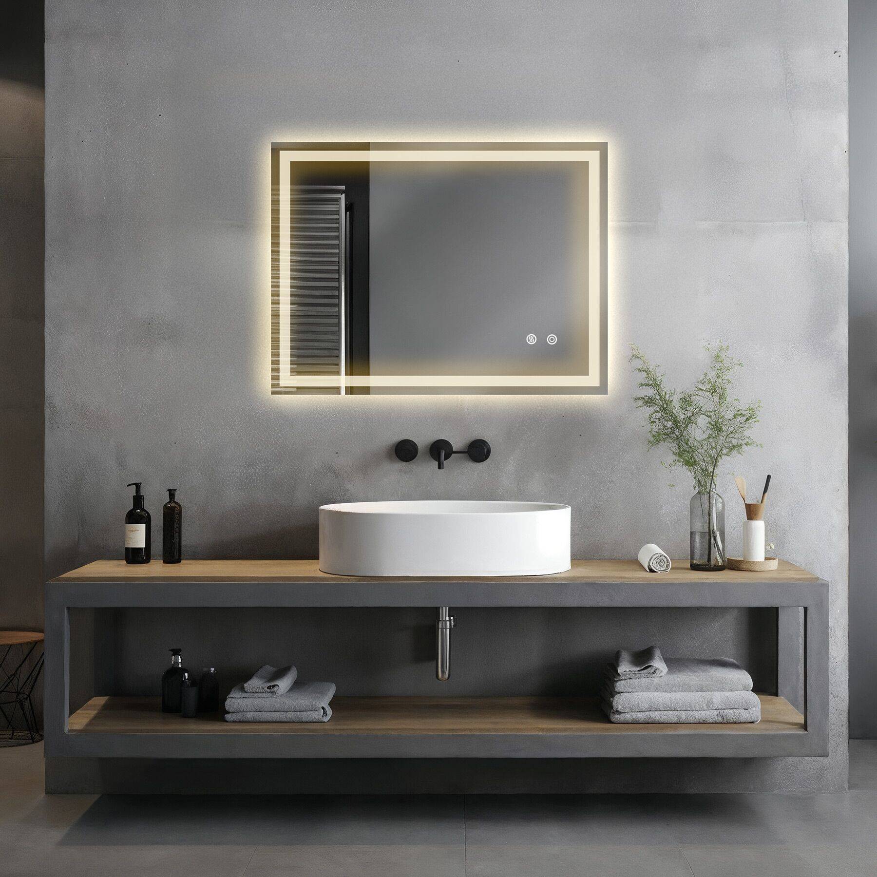 Rechteckiger LED Badezimmerspiegel Clara