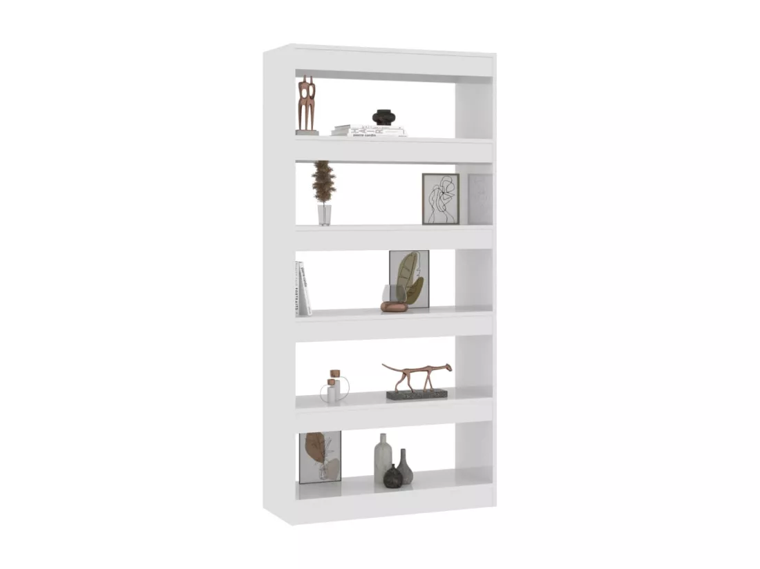 Bibliothèque/Séparateur de pièce Blanc brillant 80x30x166 cm