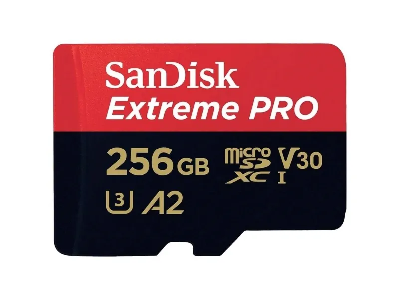 SanDisk Extreme Pro - Flashhukommelseskort (microSDXC til SD adapter inkluderet) - 256 GB - A2 / Video Class V30 / UHS-I U3 / Class10 - microSDXC UHS-I