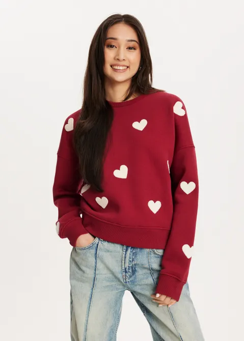 Sweater met hartjes rood (ROO.D)