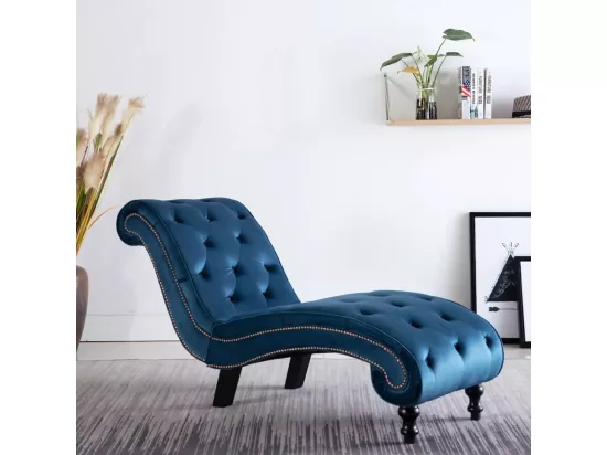 Chaise longue Bleu Velours
