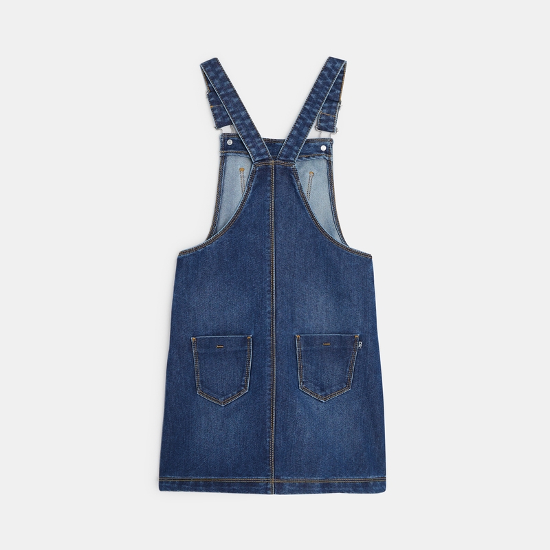 Robe-salopette en jean bleue fille