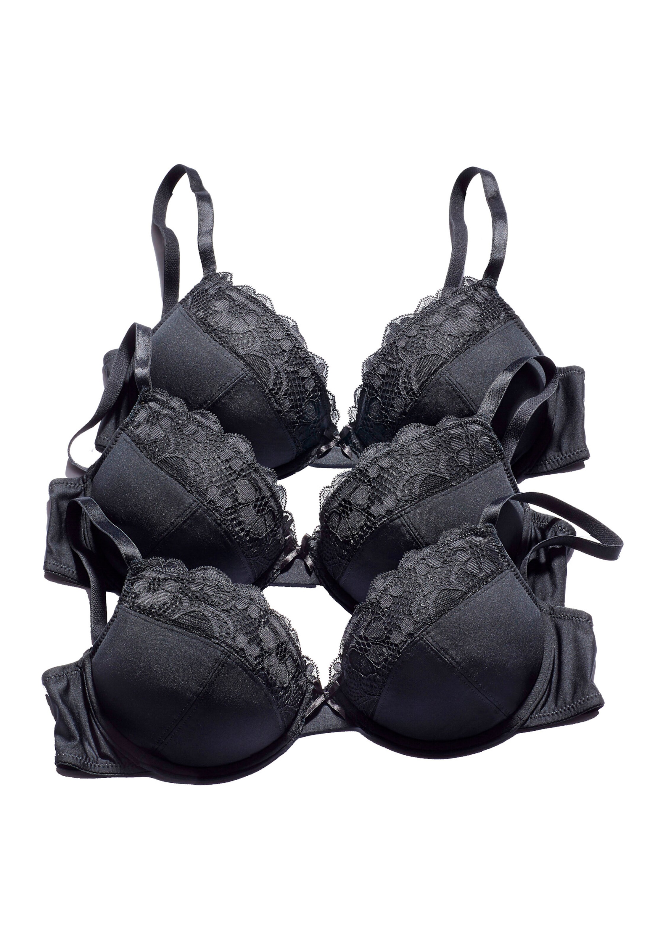 petite fleur Push-up-BH in 3xschwarz
