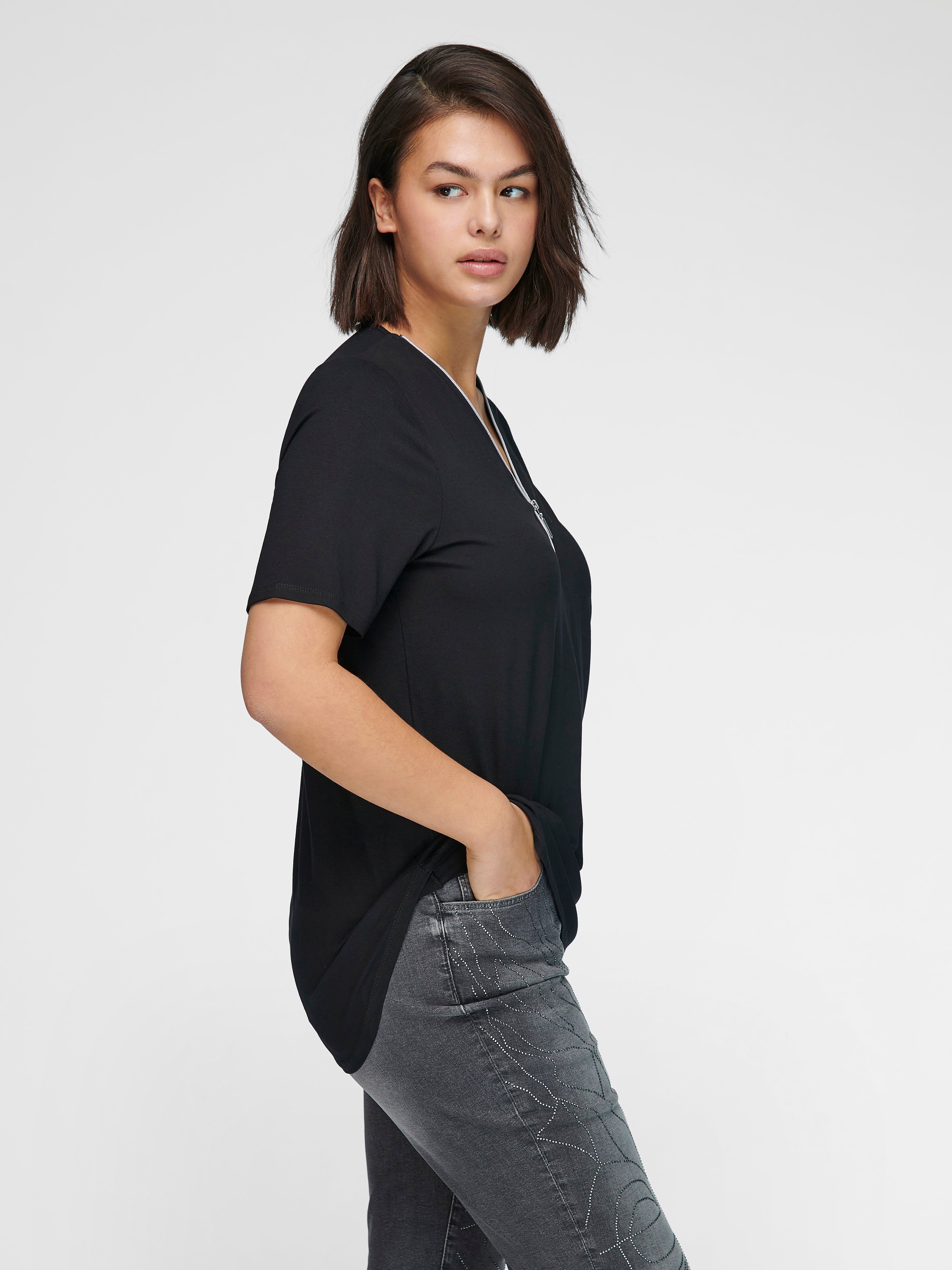 V-Shirt mit 1/2-Arm