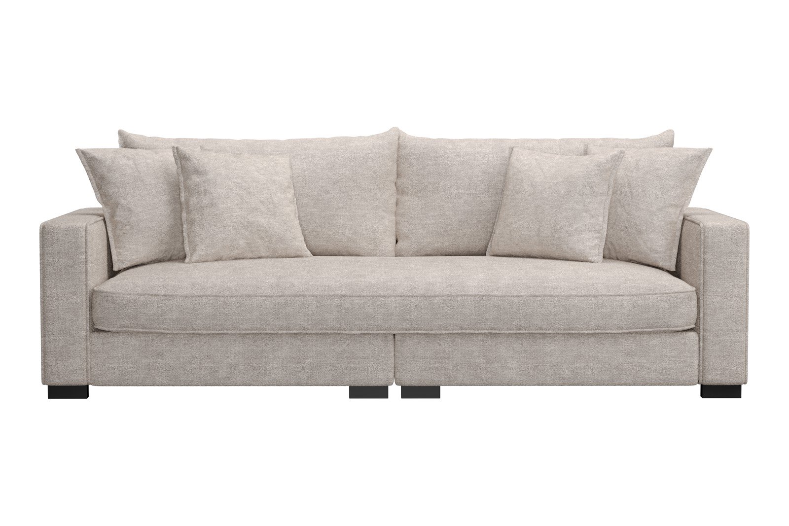 Rossi Lux 3-seter sofa (1 setepute) Tekstil Beatto 1027 Lys Grå, arm B med sorte ben. Lux Komfort.