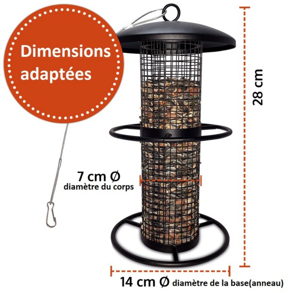 Mangeoire oiseaux extérieur à suspendre pour oiseaux sauvages pour jardin balcon distributeur de nourriture «34716 nourri-silo»