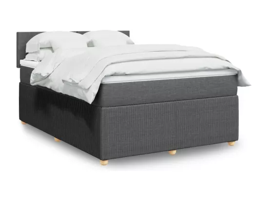 Sommier à lattes de lit avec matelas Gris foncé 140x190cm Tissu