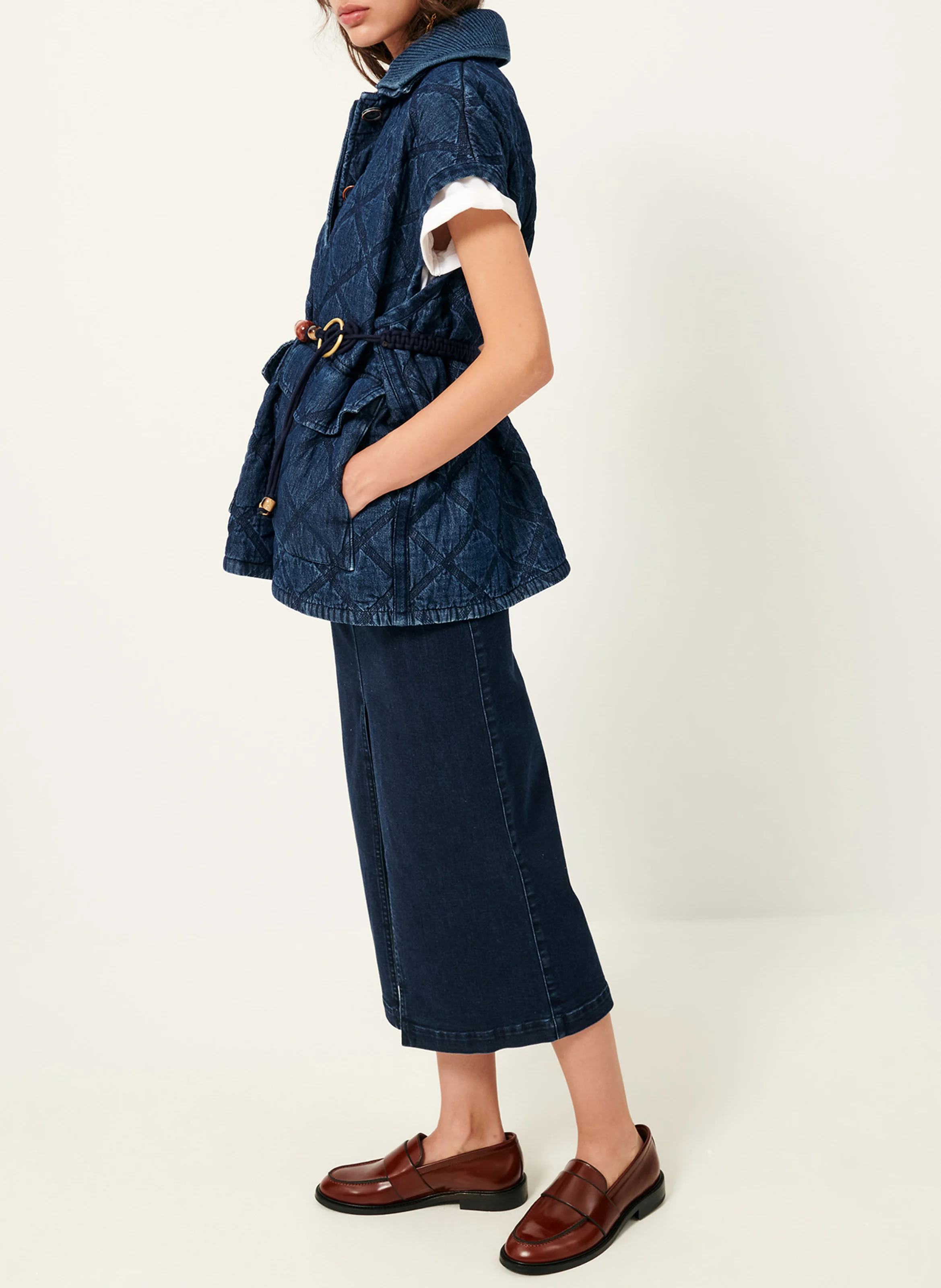 ELK BAY - Veste sans manches denim en coton | Bleu