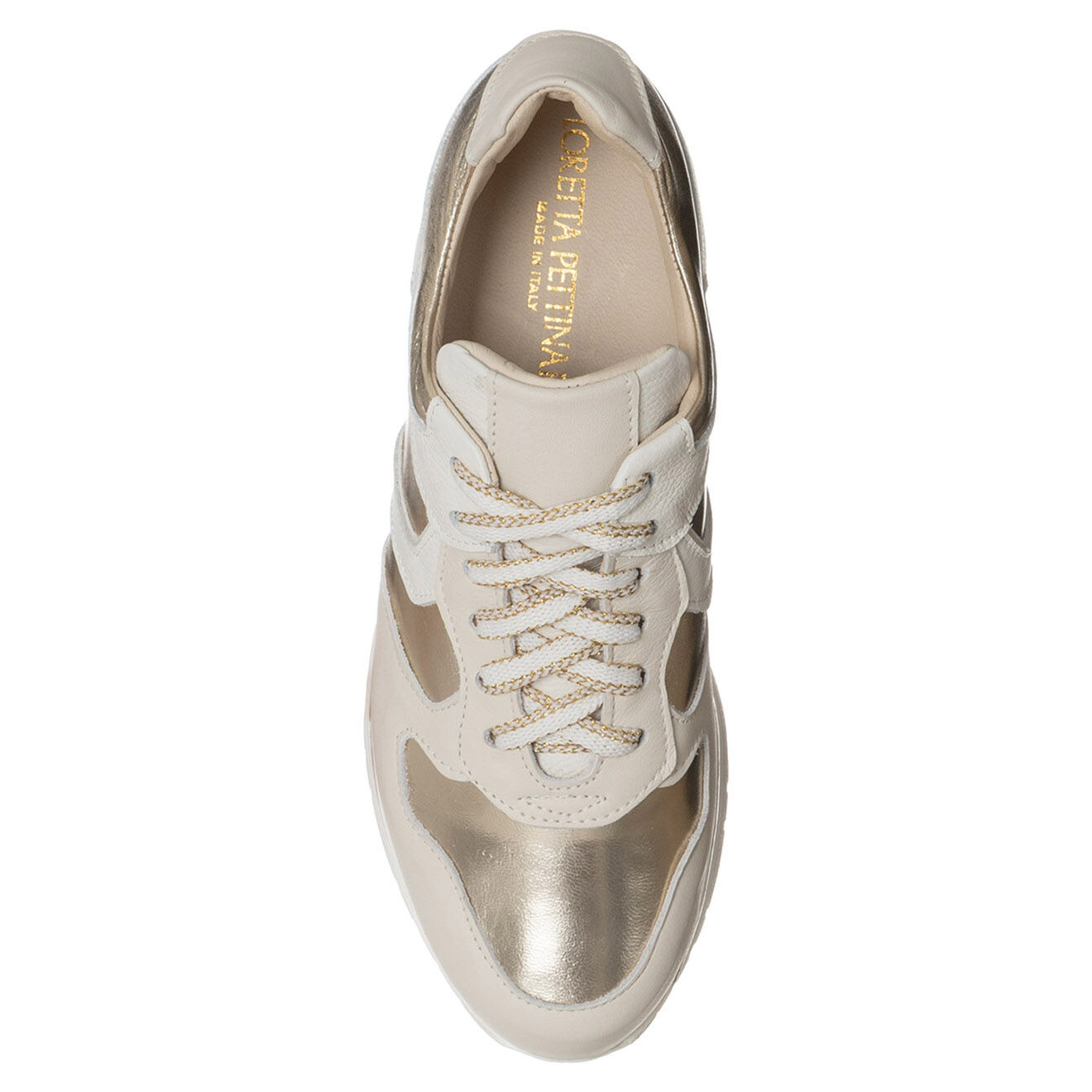 Loretta Pettinari Sneakers en Cuir Iris beige/doré
