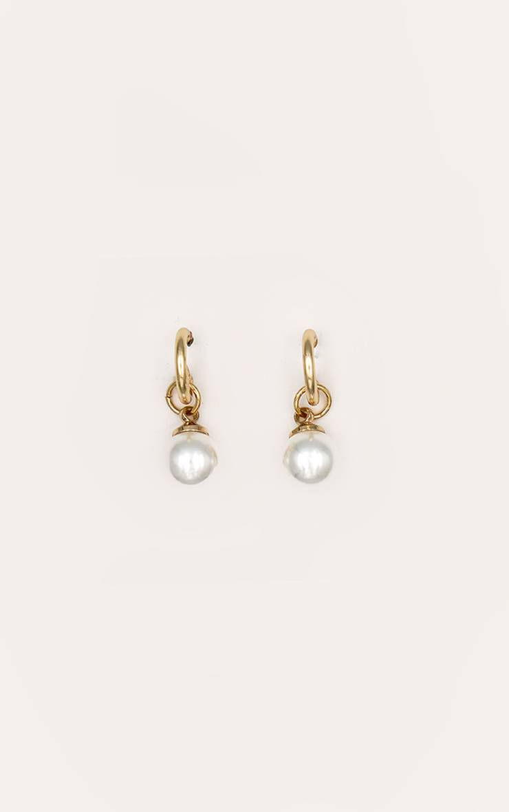 Doré Boucles D'oreilles Créoles Mini Ornées De Perles Délicates