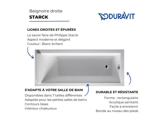 Baignoire droite 170x75 DURAVIT Starck