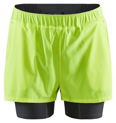 Short 2 en 1 Craft Adv Essence Stretch Jaune Fluo
