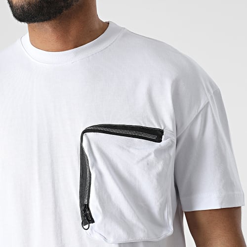 Ensemble Tee Shirt A Poche Poitrine Et Short Jogging G22-632 Blanc