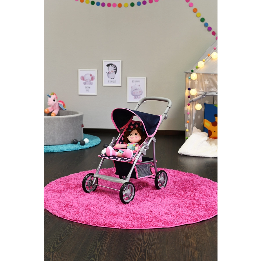 knorr toys® Puppenbuggy Liba - Pink Hearts blau