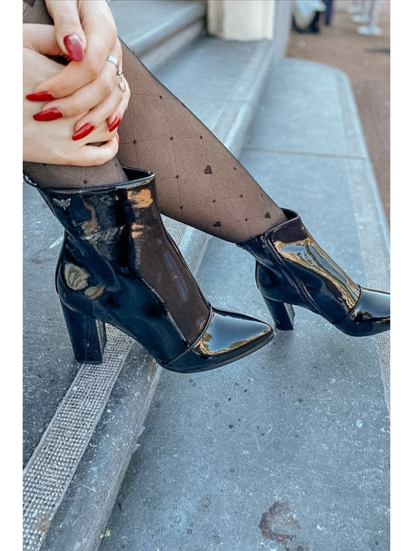 Bottines Ygritte Noires brillantes - Les Petites Bombes