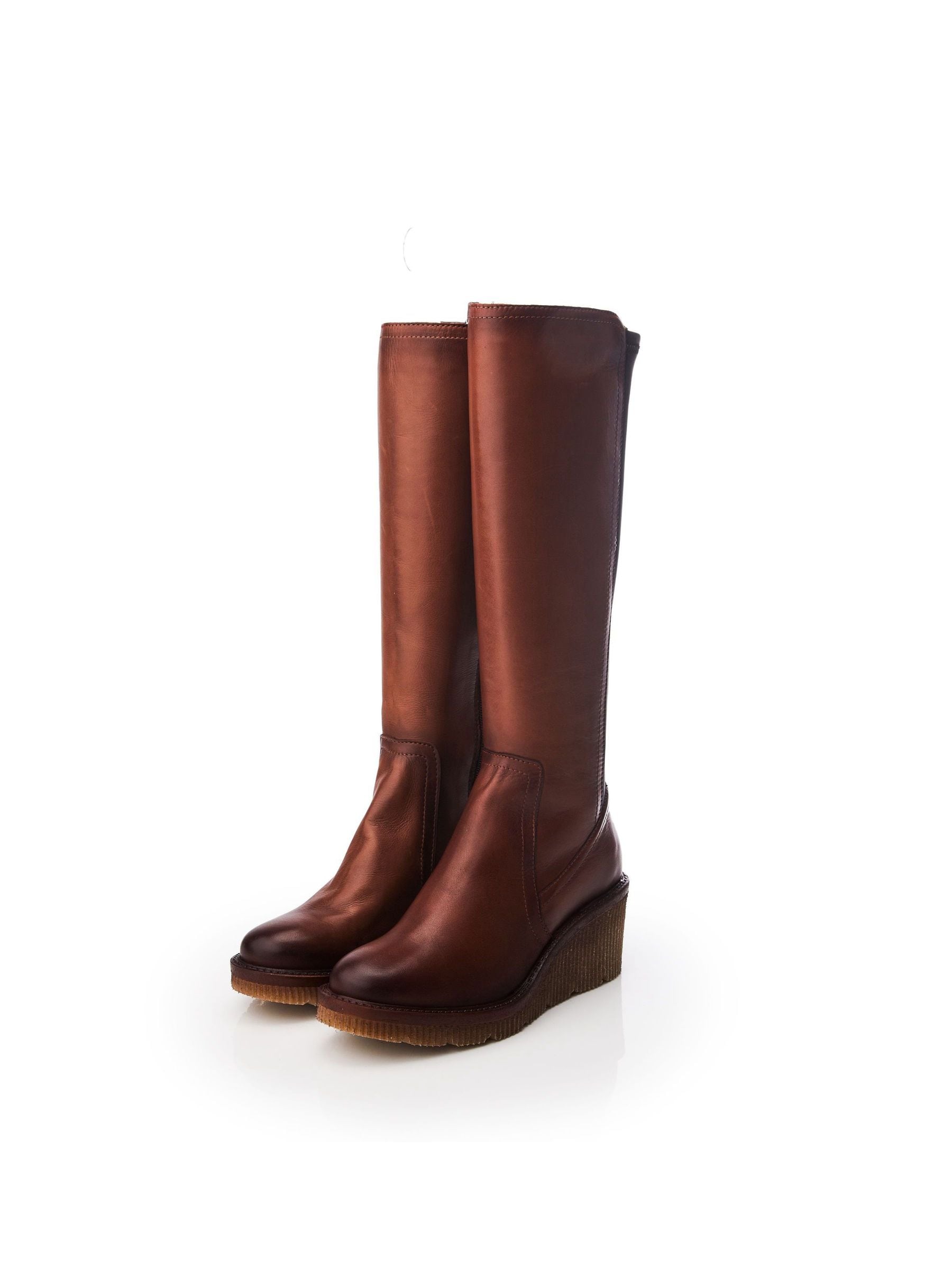 Bruin - Moda in Pelle Harpette Crepe Wedge Long Side Zip Boots
