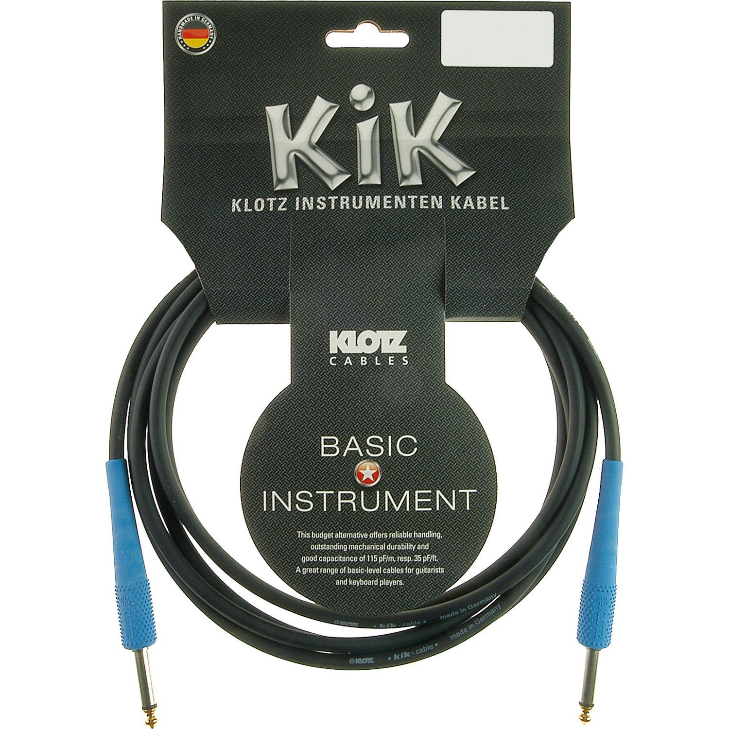 Klotz KIKC3.0PP2 jack 2p - jack 2p 3 meter instrumentenkabel