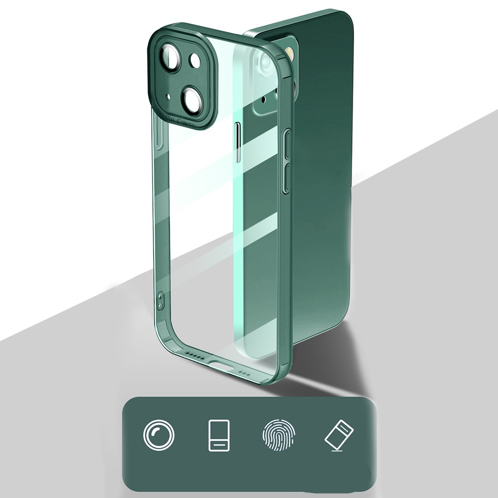 iPhone 13 Gummi Hülle Air Cushion Fallschutz mit Kameraglasschutz - Lila / Transparent