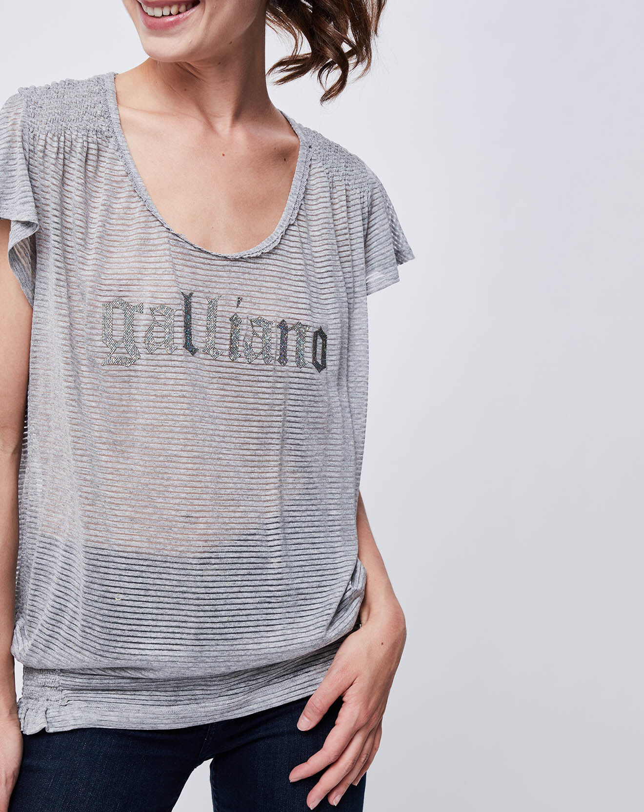 John Galliano T-Shirt fluide gris souris