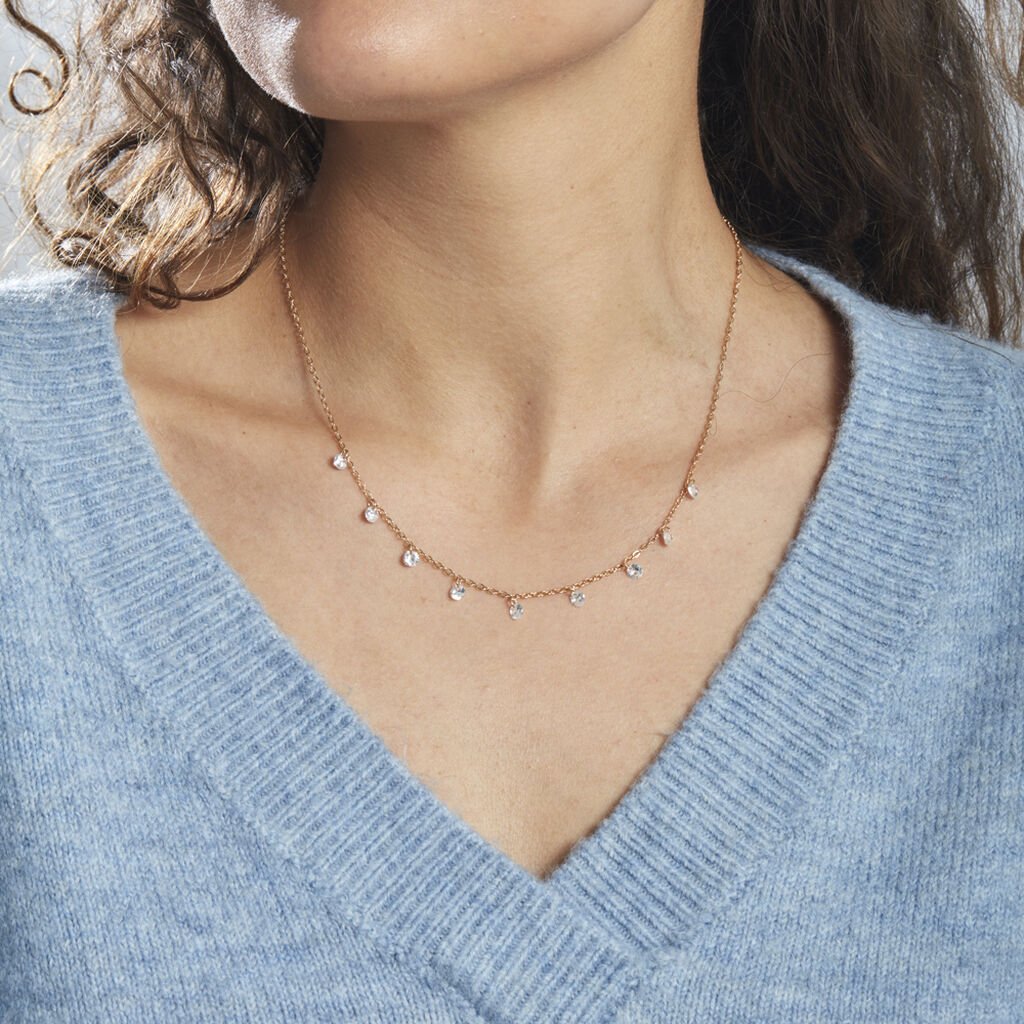 Collier Plaqué Or Oxydes De Zirconium