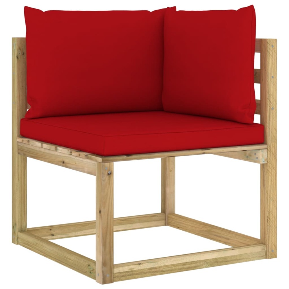 Salon de jardin meuble d'extérieur ensemble de mobilier 10 pièces avec coussins bois de pin imprégné
