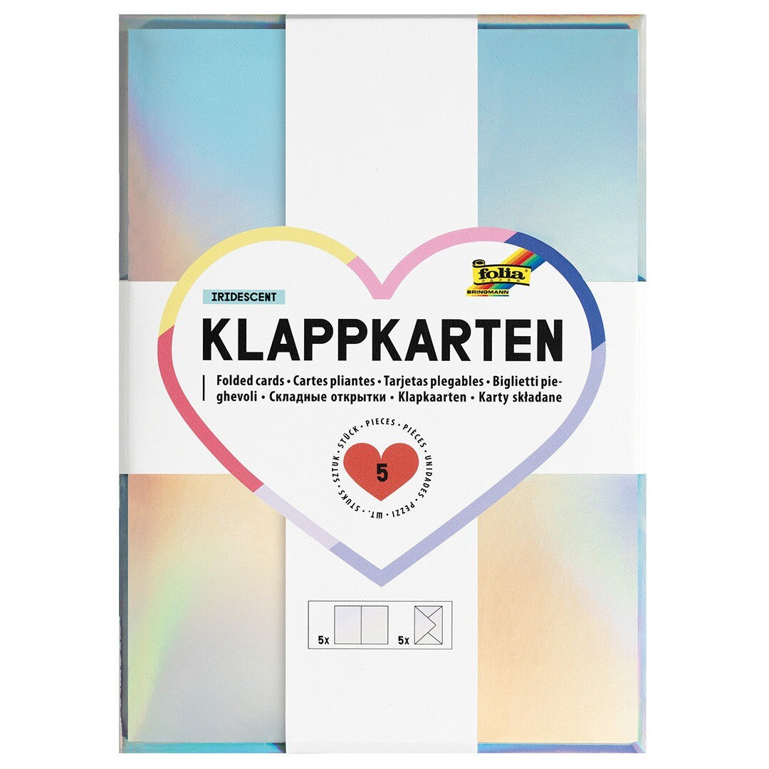 Folia wenskaarten - iriserend - 5st