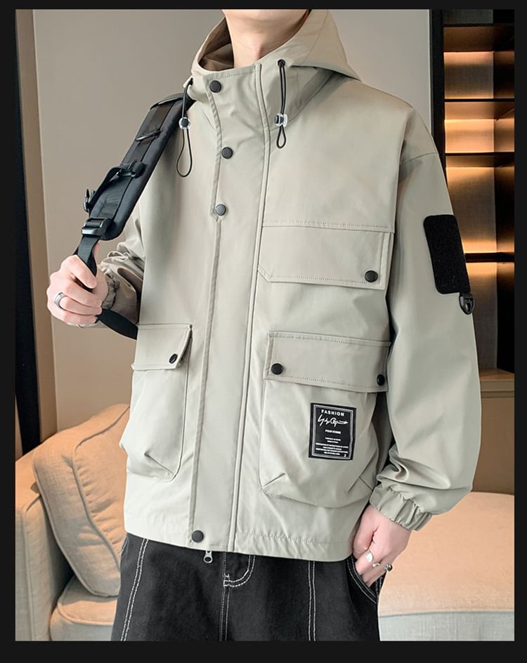 Bay Go Mall - Effen appliqué parka met capuchon