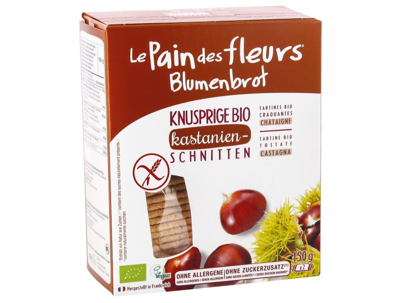 Le Pain des Fleurs Bio Blumenbrot Kastanienschnitten 150 g Veganer Knuspersnack