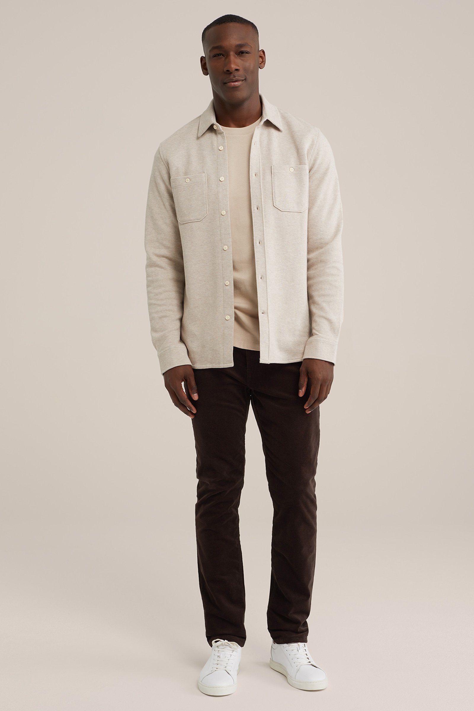 slim fit broek van corduroy Fundamentals Donkerbruin