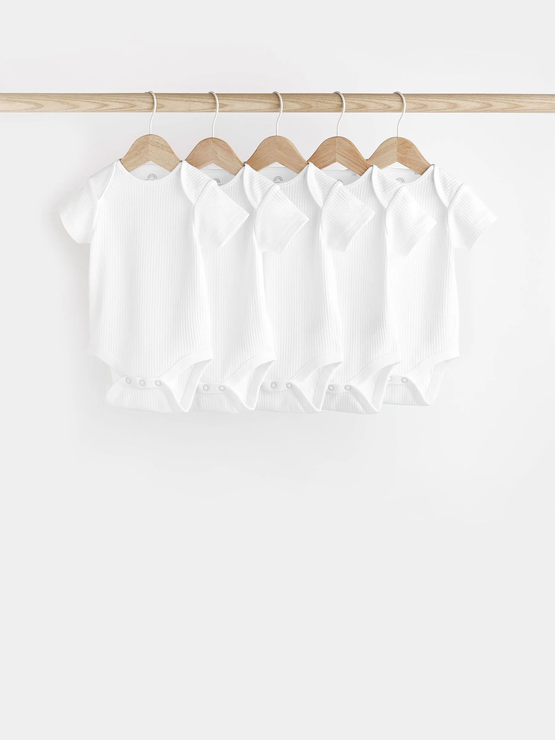 Wit - Rib Short Sleeve Baby Bodysuits 5 Pack