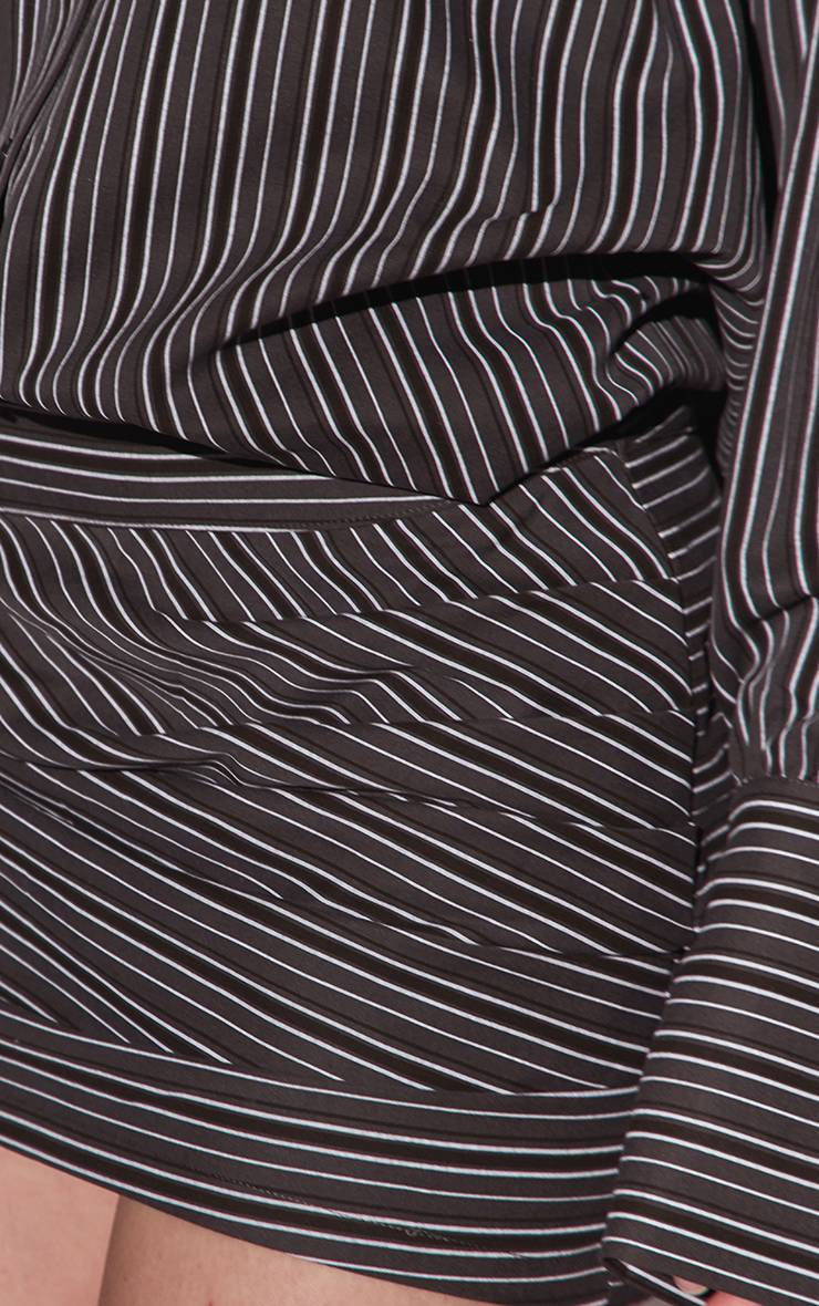 Noir Jupe Co-ord À Rayures Asymétriques