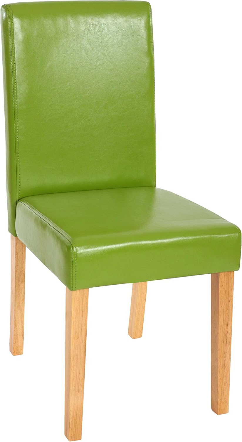 Mendler 2er-Set Esszimmerstuhl Stuhl Küchenstuhl Littau - Kunstleder, grün, helle Beine