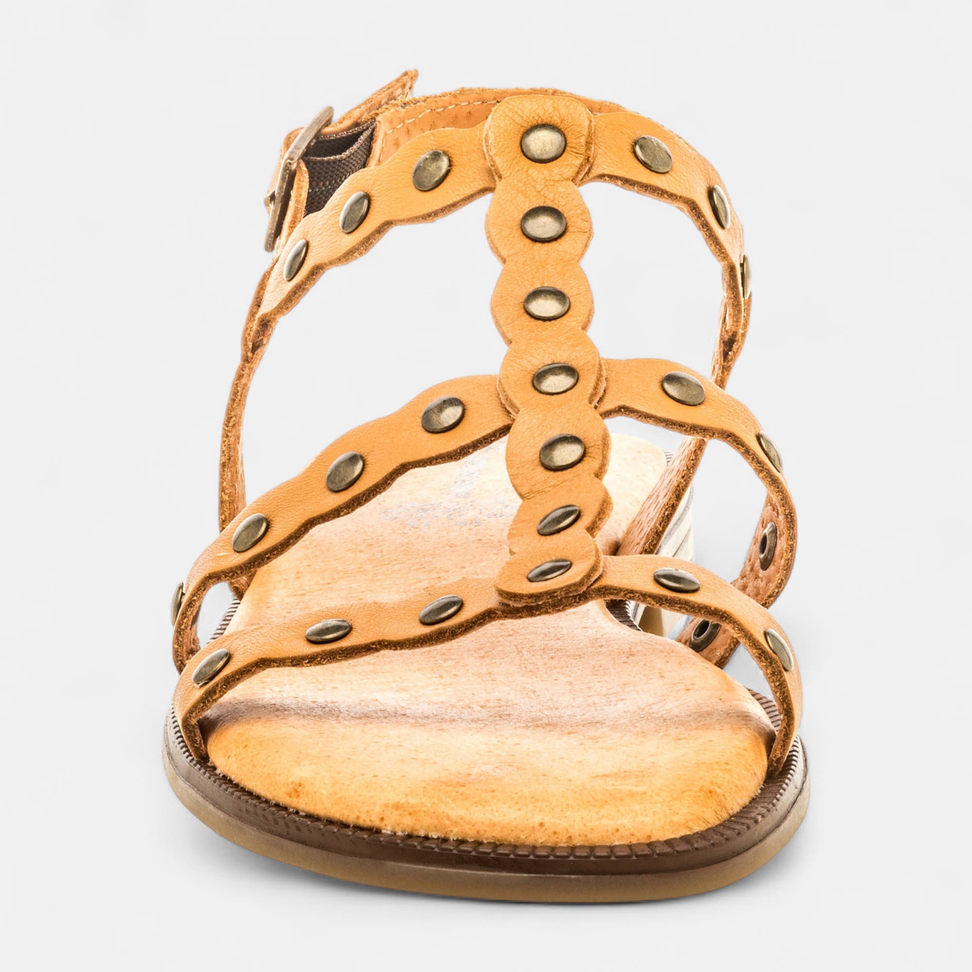 Nu-pieds Femme en cuir camel