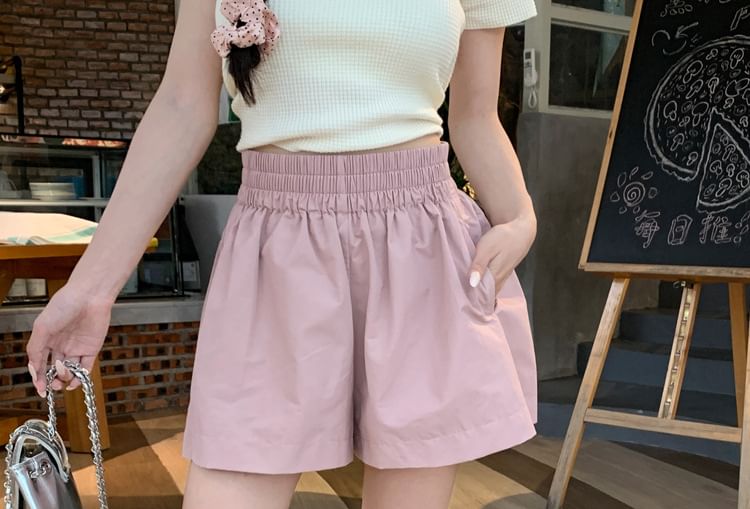 Rorah - Hoge taille effen shorts