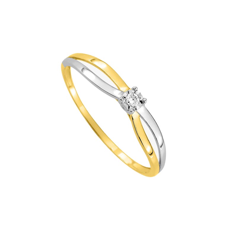 Bague Femme - Or 9 Carats - Diamant 0.022 Carats