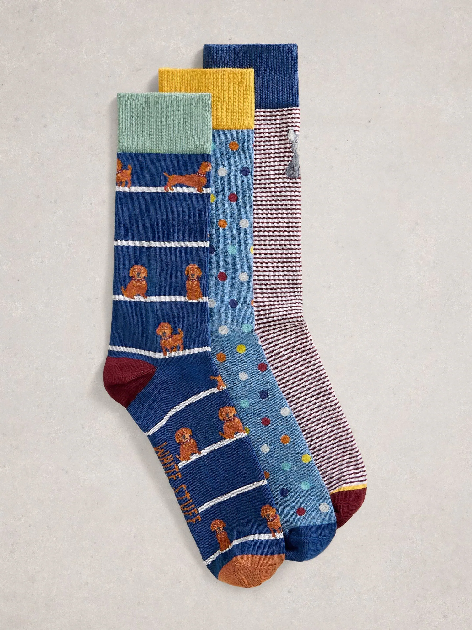 Lichtblauw - White Stuff Bicycle Geo Socks 3 Pack